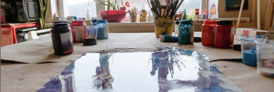 art and paint on the floor
